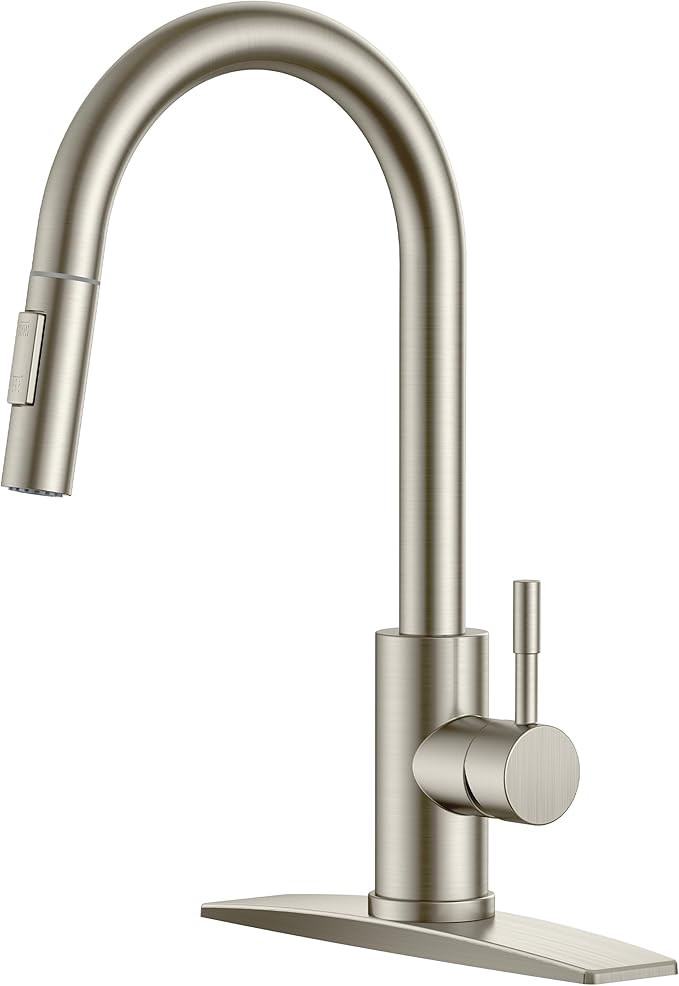 FORIOUS Kitchen Faucet with Pull Down Sprayer, Brushed Nickel High Arc Modern Classic Sink Faucet... | Amazon (US)