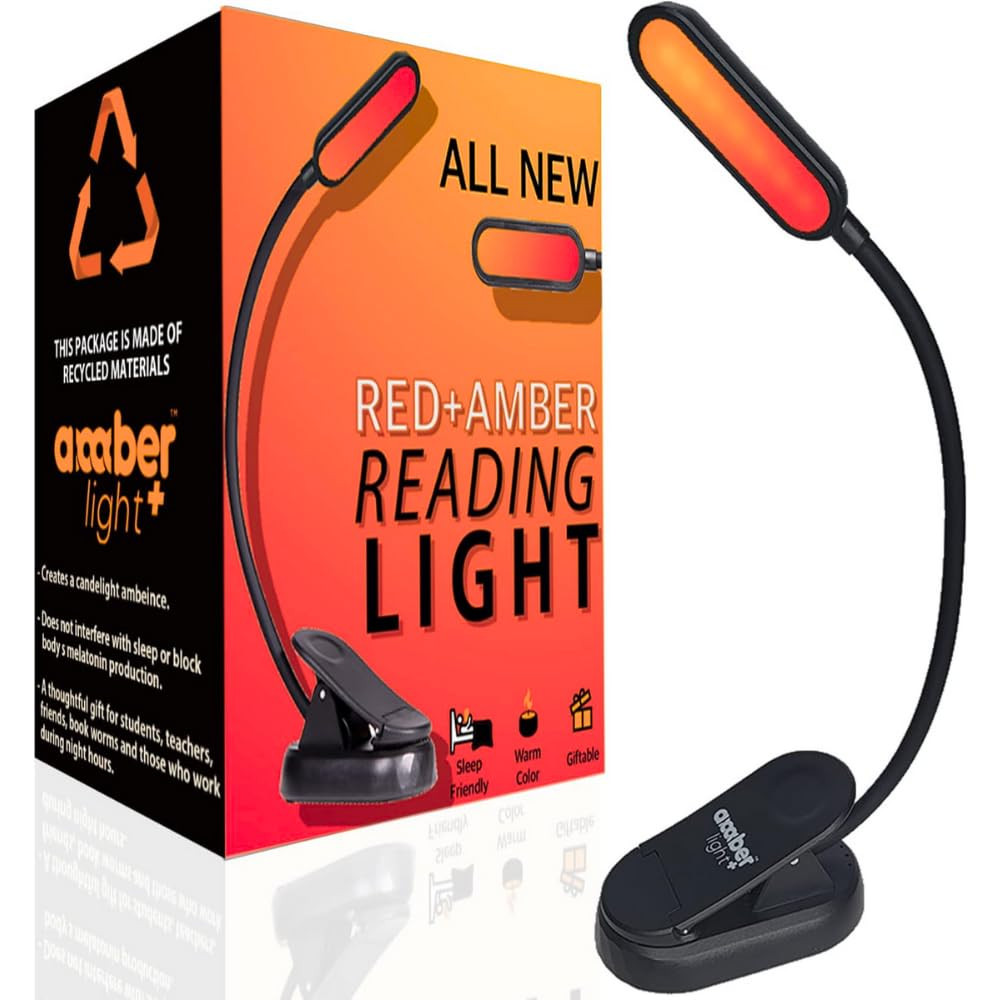 Amber Reading Light - Red & Blue Light Blocking Book Light for Bedtime Reading | Amazon (US)