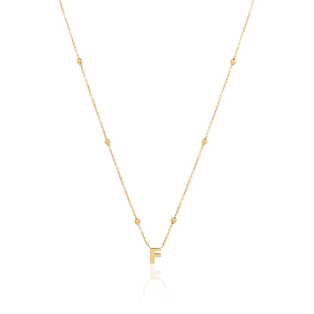 Mini Letter Sphere Chain Necklace (Gold) | Abbott Lyon