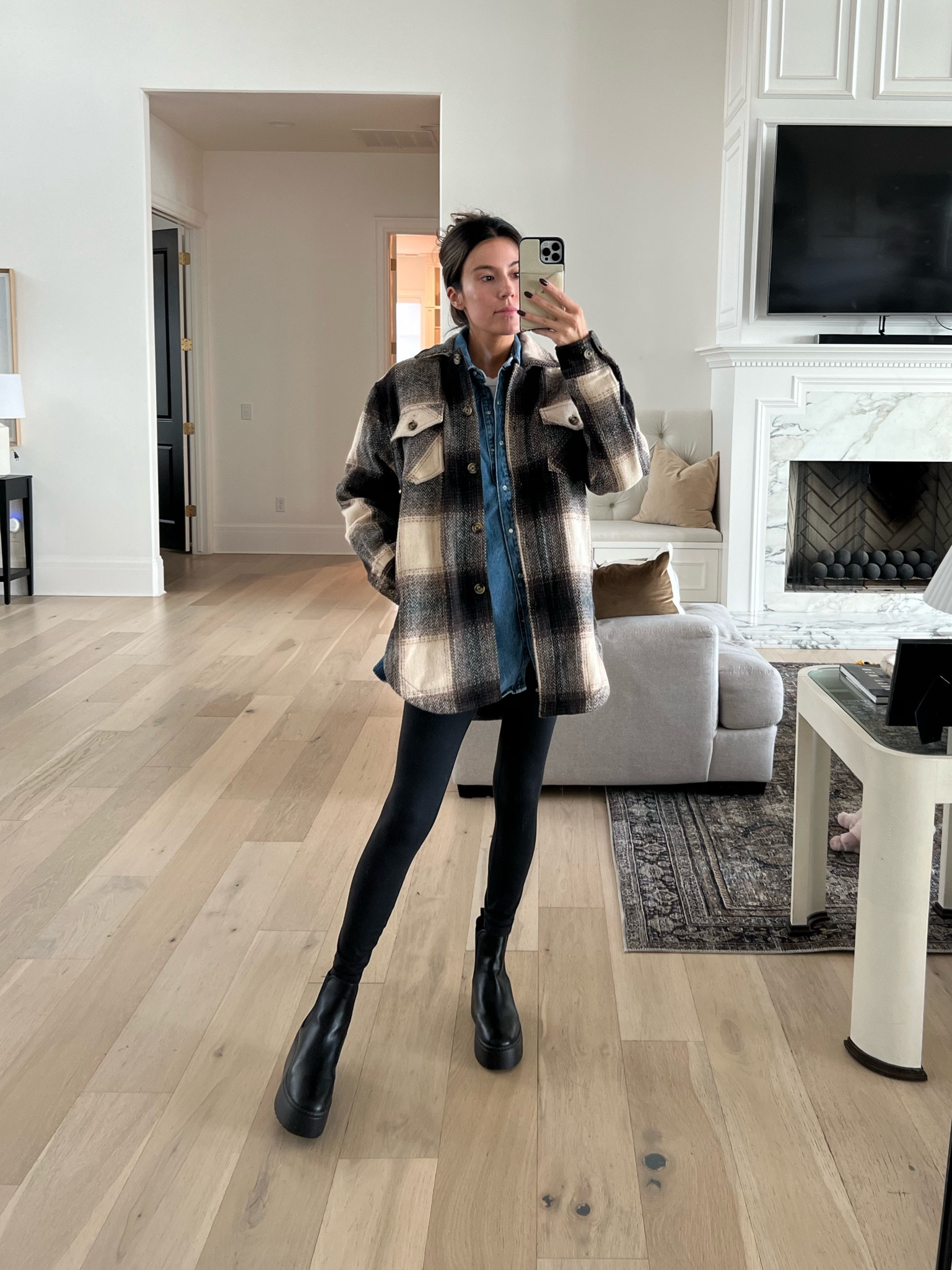 Plaid shacket and oversized denim shirt for my new favorite fall layering combo. Also loving these boots! Everything is under $100.

Plaid shacket: size M
Denim shirt: size S
Leggings: size XS
Tank: size M
Boots: TTS (8)


#LTKsalealert #LTKunder50 #LTKunder100