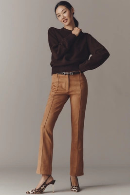 Lioness Bella Faux-Suede Low-Rise Straight-Leg Pants | Anthropologie (US)