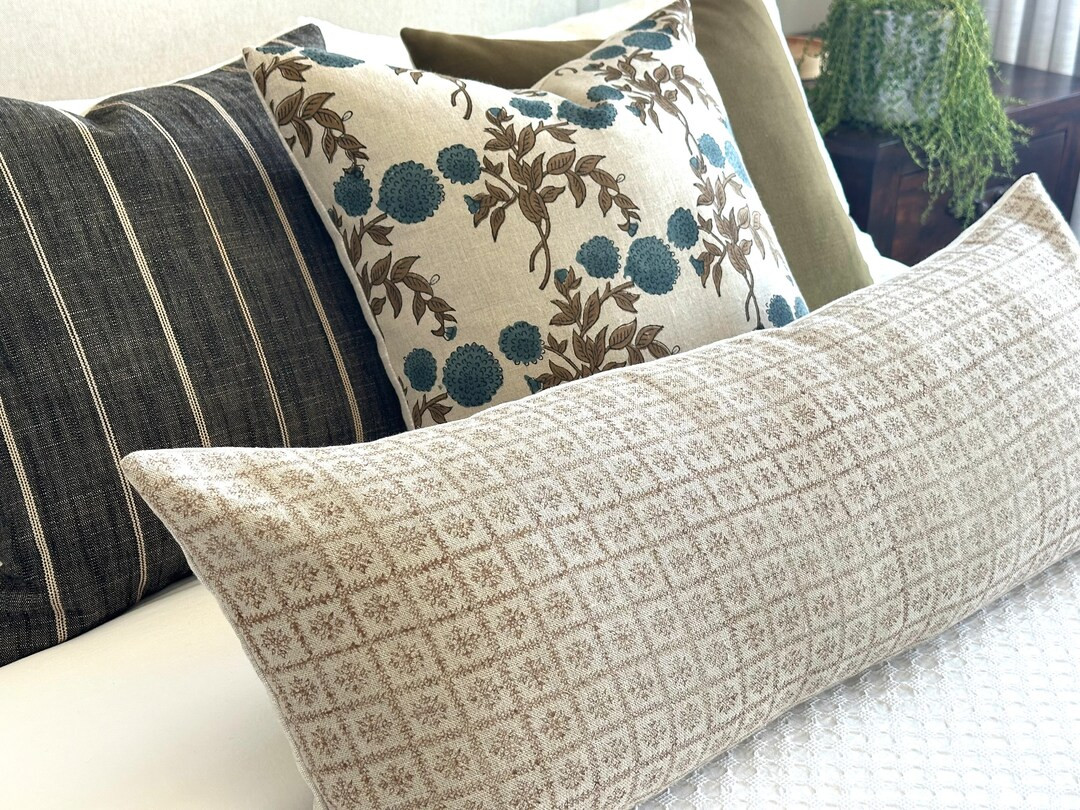 Extra Long Lumbar Pillow Cover, Large Master Bed Pillow Case, Long Sofa Pillow Slip, Body Pillow ... | Etsy (US)