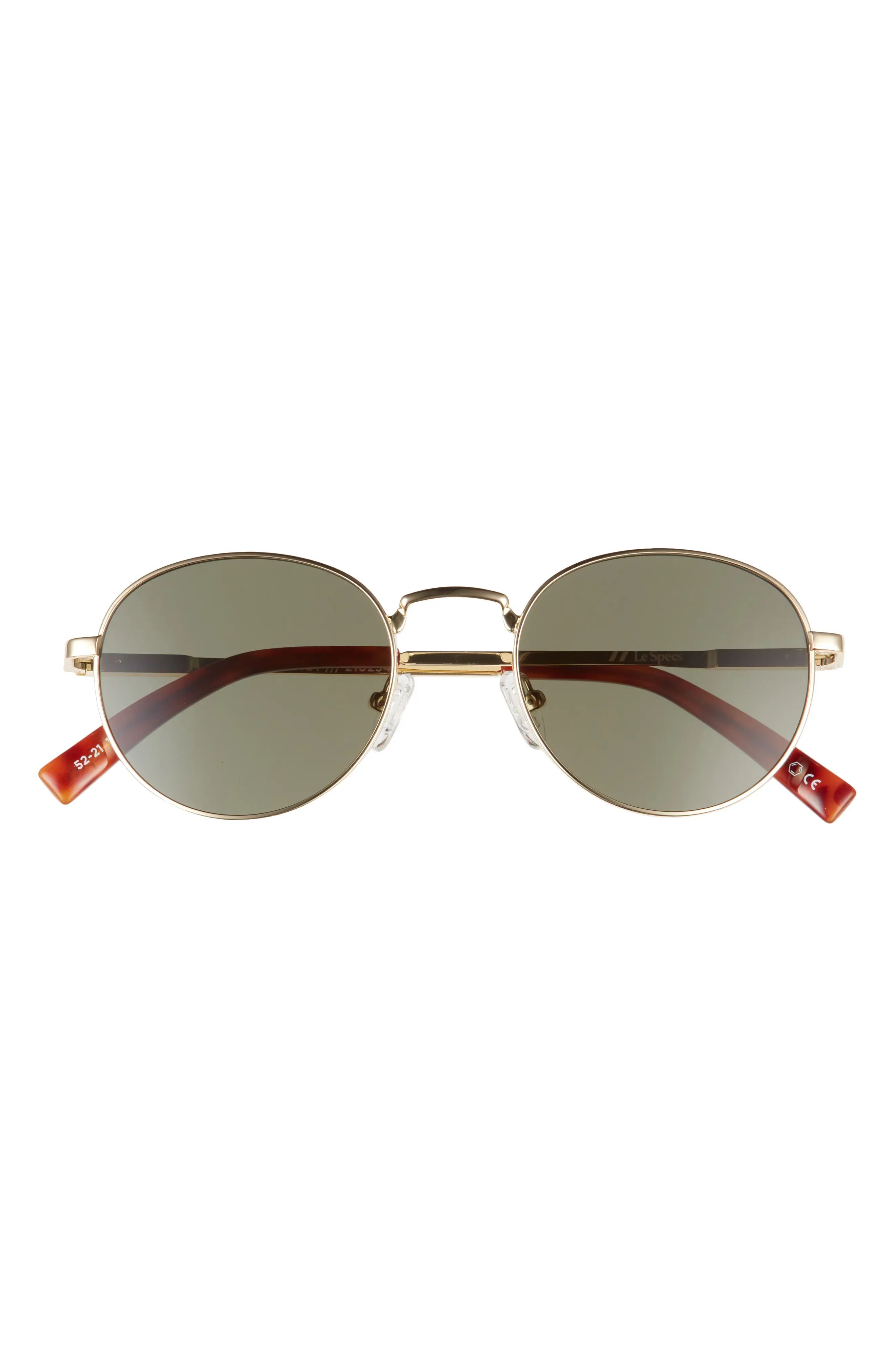Le Specs Legacy 52mm Round Sunglasses in Gold/Green Mono at Nordstrom | Nordstrom