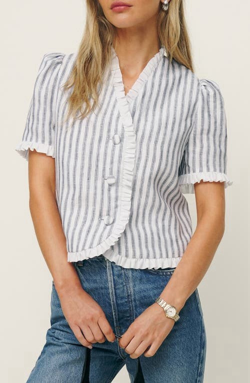 Reformation Linen Blouse Top Button Front Short Sleeve Size XL | eBay UK