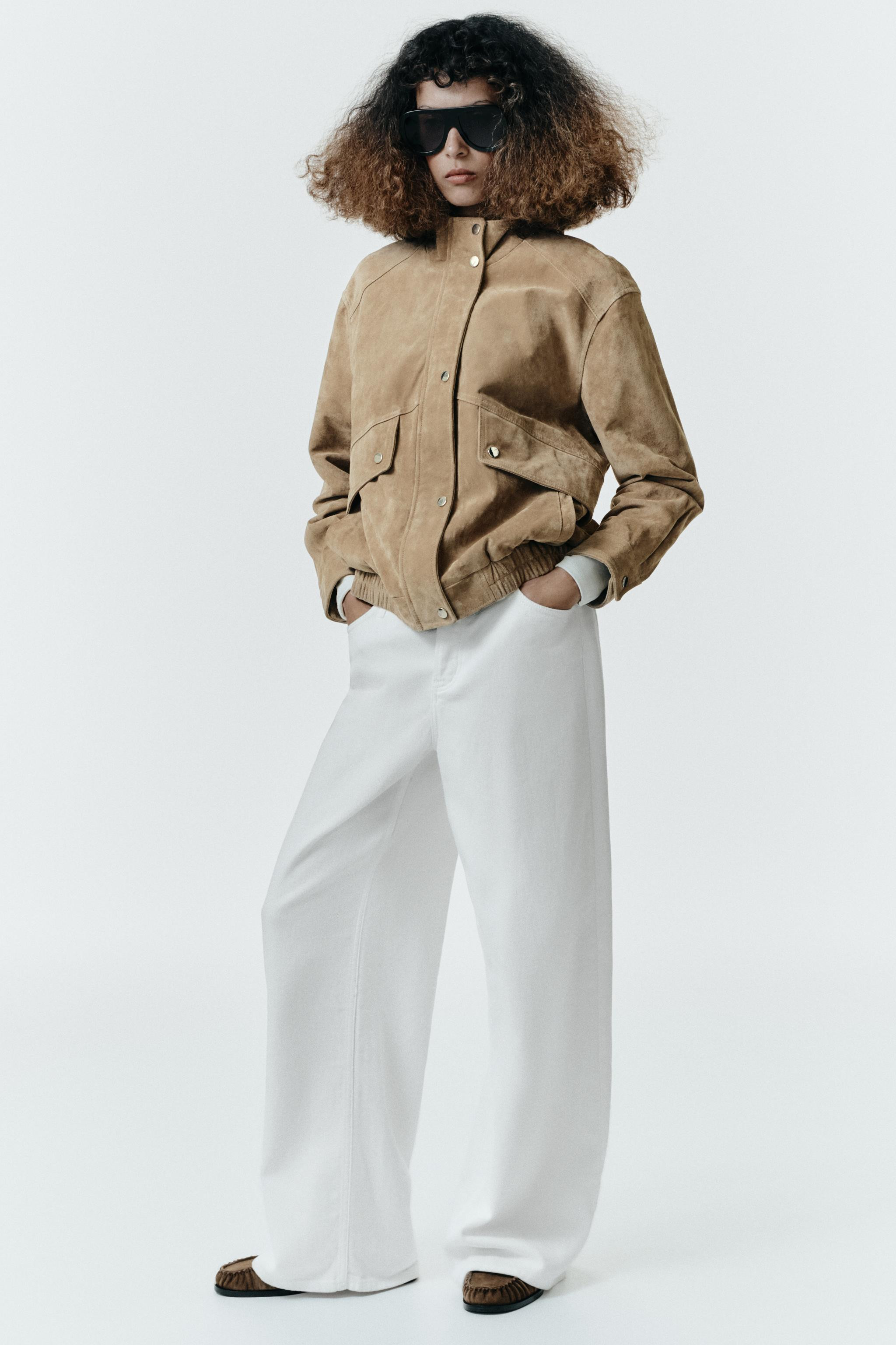 100% SUEDE LEATHER JACKET HIGH COLLAR | Zara AU