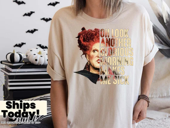 Retro Halloween Shirts, Oh Look Another Glorious Morning Makes Me Sick, Hocus Pocus Shirt, Hallow... | Etsy (US)