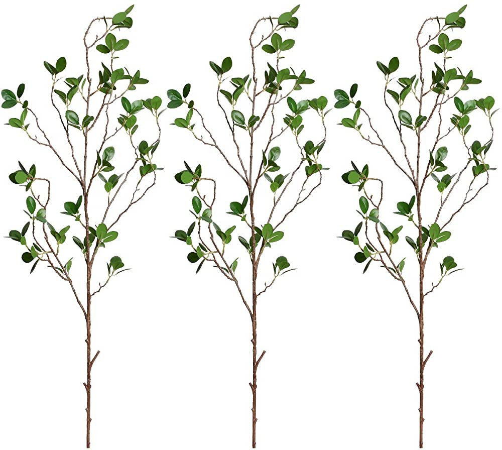 MARTINE MALL 3pcs Artificial Eucalyptus Green Branches Artificial Ficus Branches Leaf Spray Faux ... | Amazon (US)