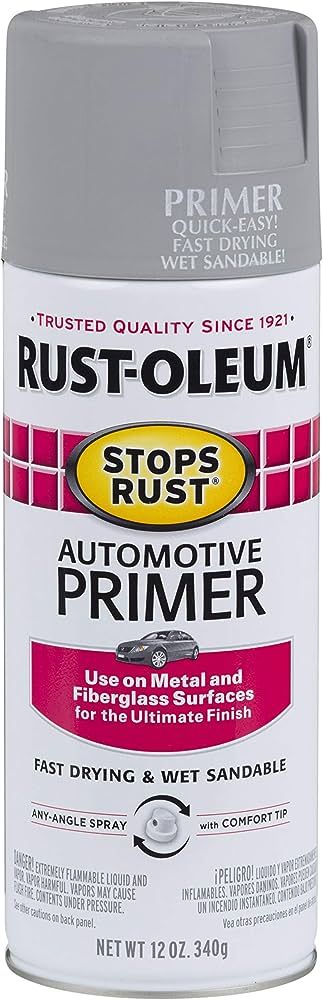 Rust-Oleum 2081830 Stops Rust Automotive Primer, 12 Ounce, Light Gray, 12 Fl Oz | Amazon (US)