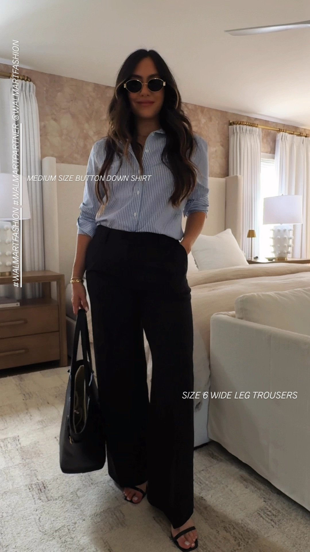 How to style my favorite trousers from @walmartfashion #walmartpartner #walmartfashion 
Size 6 in Scoop Wide Leg Trousers and Medium in button down shirt

Talla 6 en pantalones de mezclilla y medium en camisa manga larga 
#businesscasualoutfit #teacheroutfits #walmartfashionfinds #ltkfashion IG @mywellihousedecor 
