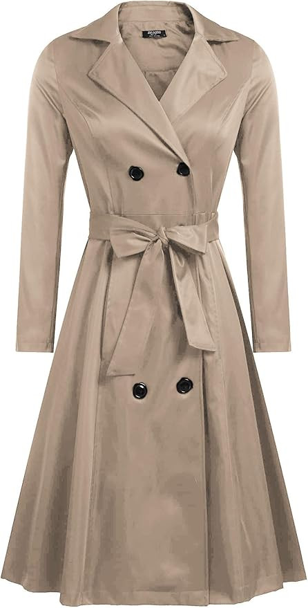 Zeagoo Women's Trench Coats Double-Breasted Long Coat with Belt | Amazon (US)