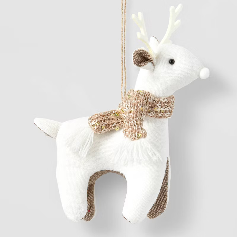 Fabric Reindeer Christmas Tree Ornament White - Wondershop™ | Target