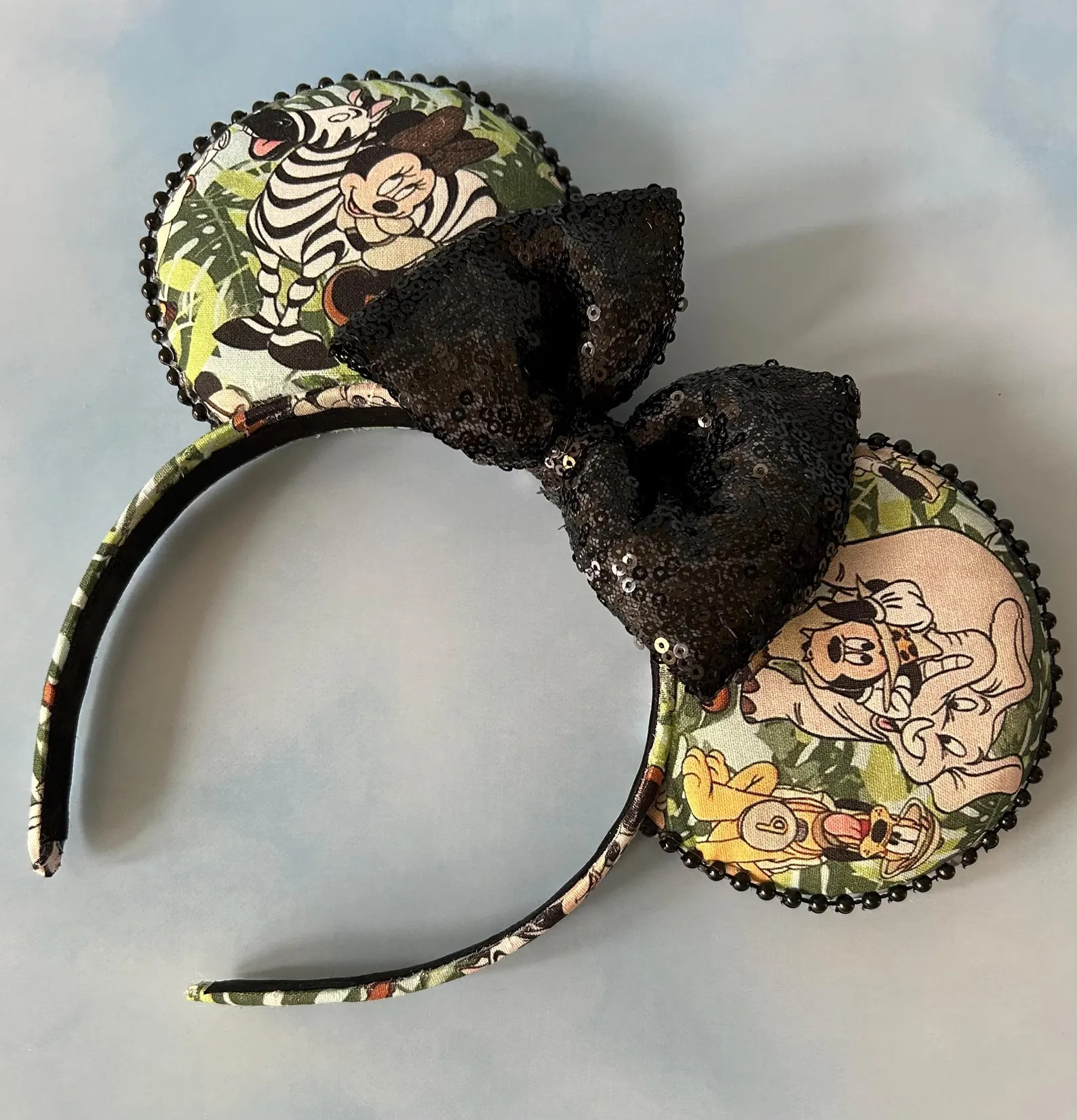 Safari Mickey Mouse Inspired Minnie Ears, Animal Kingdom Headband with Sequin Bow | Etsy (Global)