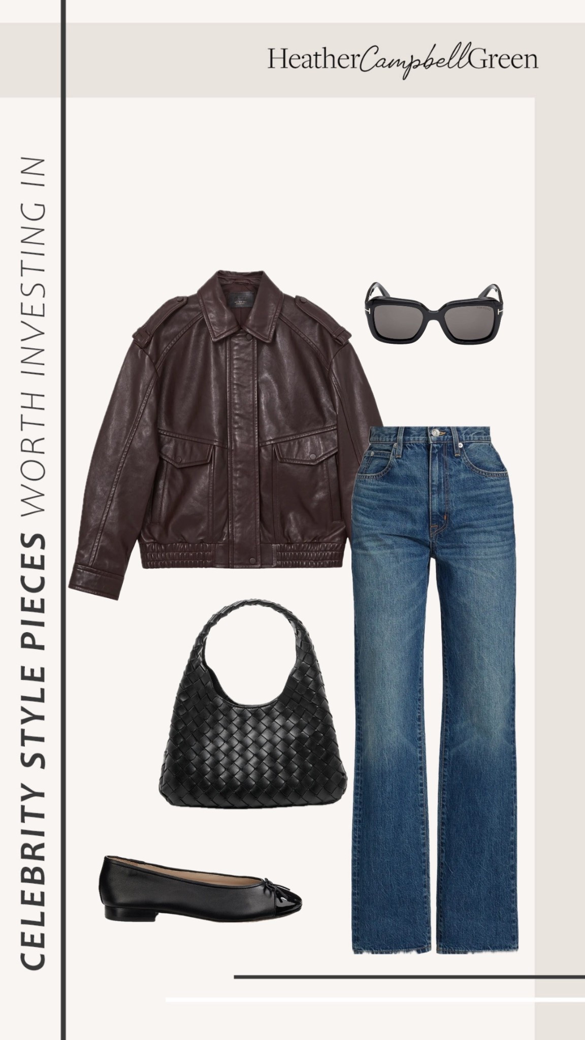 @saks staple wardrobe pieces worth investing in. Quiet Luxury Outfit Breakdown: This NYFW inspired outfit is the perfect neutral everyday look. A soft leather jacket, wide leg denim, signature Intrecciato weave bag, and the ballet flats that give effortless model off duty energy. #saks #sakspartner