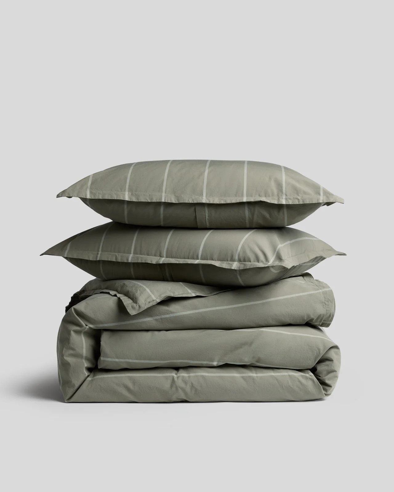Percale Duvet Cover Set - Moss Stripe K/CK | Parachute