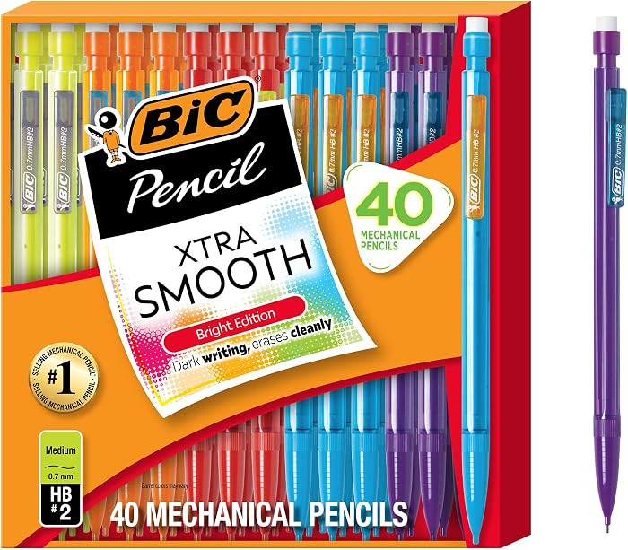 BIC Xtra Smooth Bright Edition Mechanical Pencils, 0.7 mm Medium Point, Bulk School Supplies for Students and Teachers, 40-Count Pack | Amazon (US)