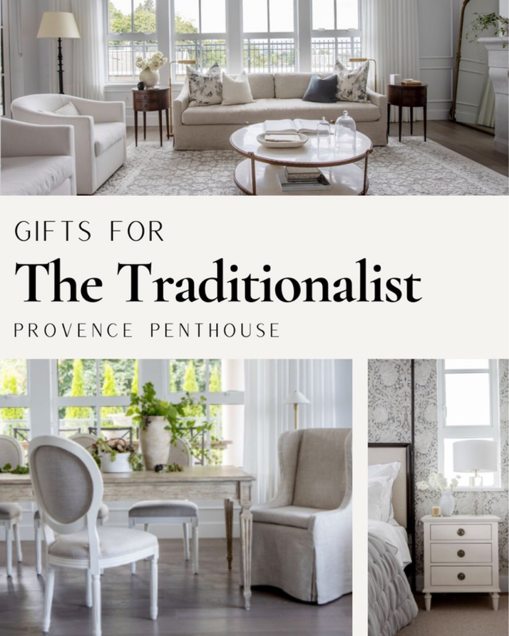 The perfect gift guide for the lover of traditional and timeless decor.  Inspired by our Provence Penthouse interior design project. 

#ByMeganBaker

#LTKGiftGuide #LTKhome #LTKSeasonal