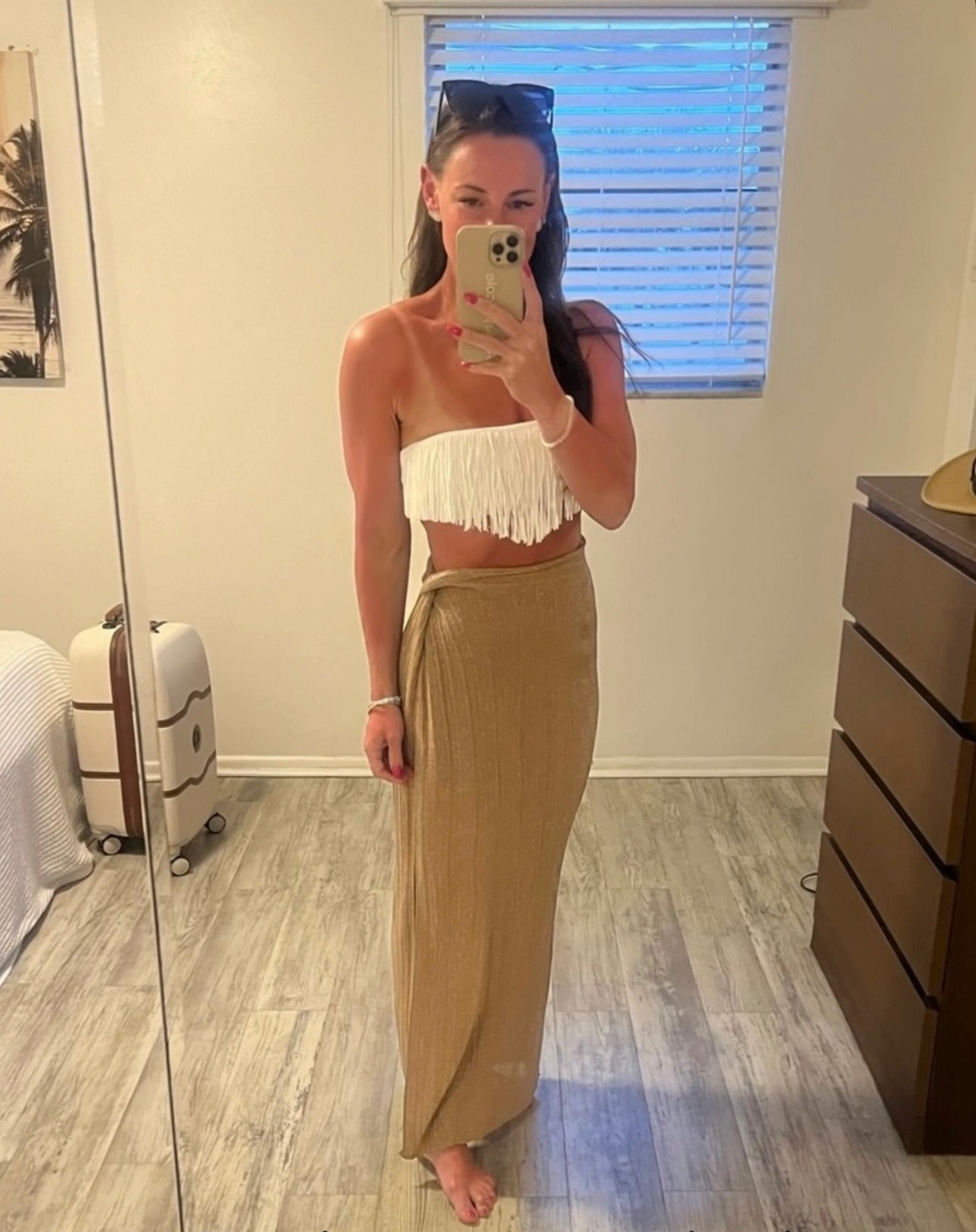 Obsessed with this entire swim fit. Brides to be, you need this!!! I sized to a medium in the top. Found the skirt stocked in most sizes! I sized to a small and runs on the bigger side. 

#swim #bachelorette #wedding #summer #bikini #coverup 

#LTKTravel #LTKSwim #LTKStyleTip