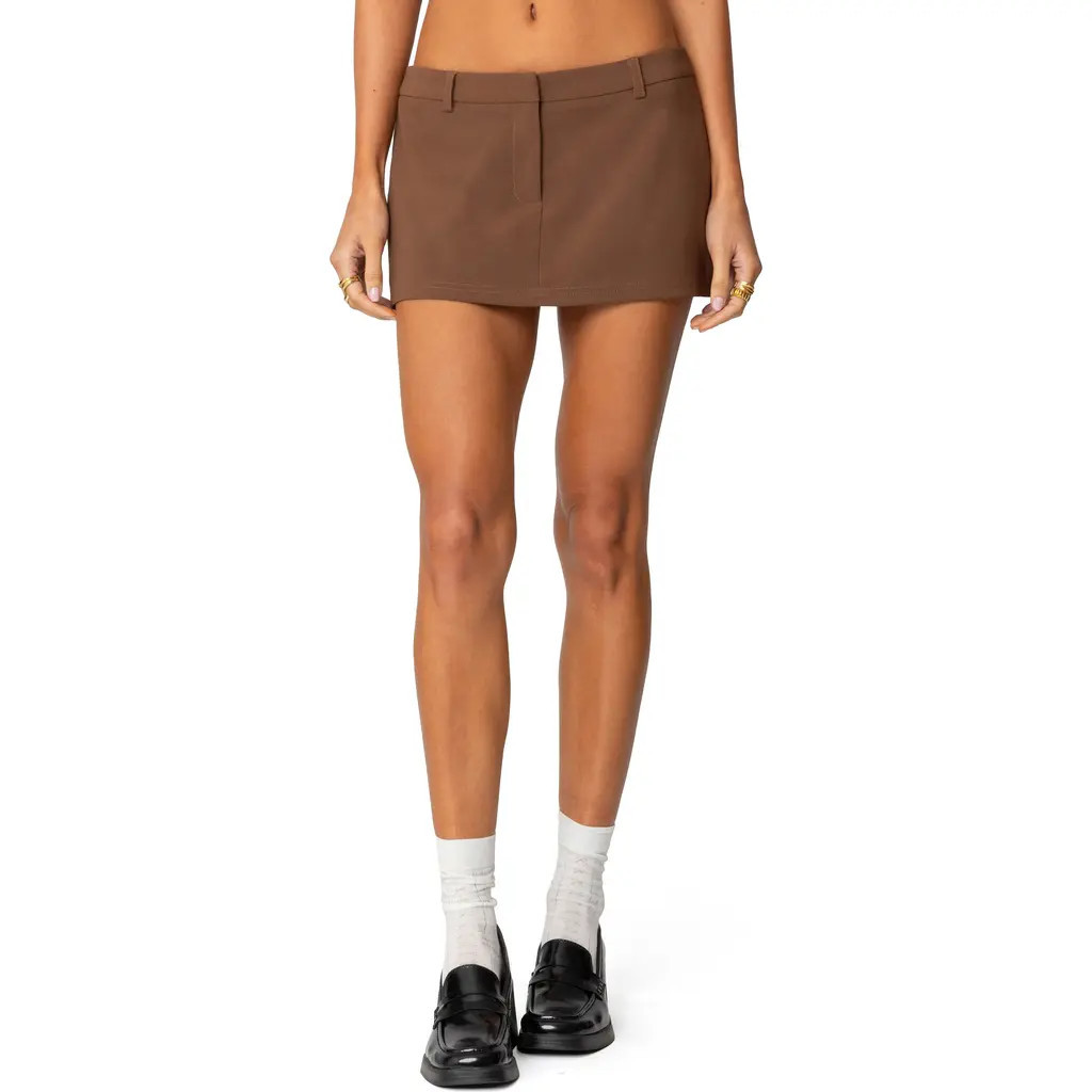EDIKTED Marlie Tailored Micro Mini Skort in Brown at Nordstrom, Size Small | Nordstrom