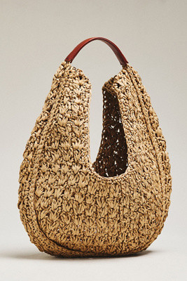 By Anthropologie Large Raffia Slouchy U-Shaped Bag | Anthropologie (US)