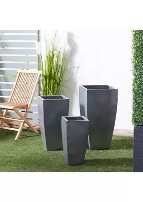 Monroe Lane Contemporary Metal Planter - Set of 3, Gray | Belk