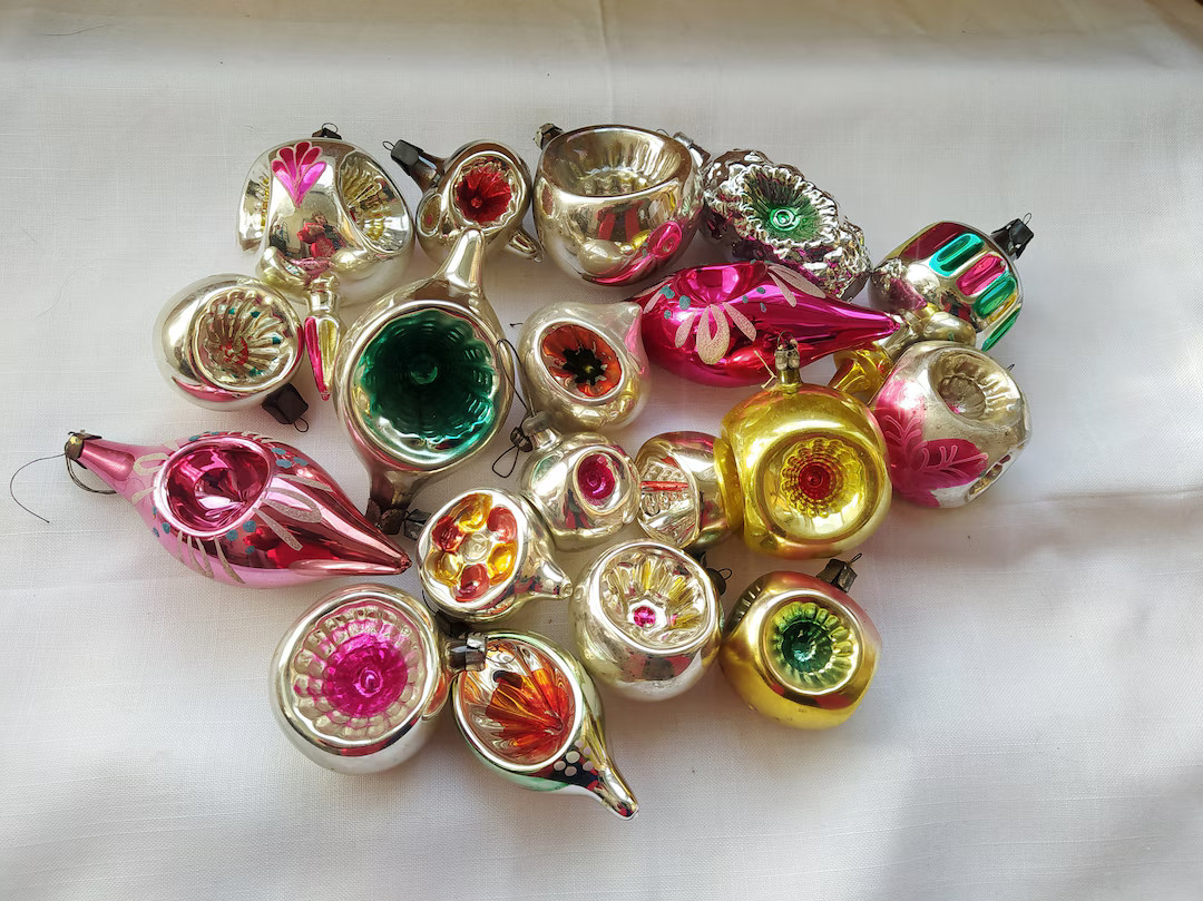 Vintage Soviet Christmas Tree Decoration, Silver Indent Glass Ornament, Christmas Decor, Retro Tr... | Etsy (US)