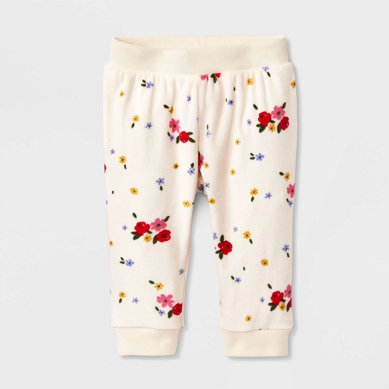 Baby Girls' Floral Jogger Pants - Cat & Jack™ Cream | Target