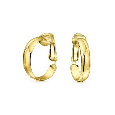 Bling Jewelry Classic Basic Simple Lightweight Clip On Hoop Earrings Non Pierced Ears Gold Plated Sterling Silver .75 Diameter Color - Gold-Tone | Target