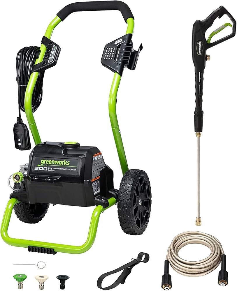 Greenworks 2000 PSI (13 Amp) Electric Pressure Washer (Wheels For Transport / 20 FT Hose / 35 FT ... | Amazon (US)