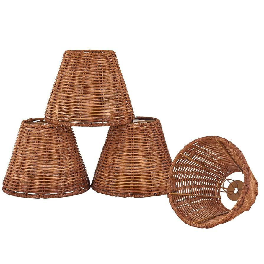 Chandelier Shades Set of 4, Small Lamp Shades Clip On Bulb 3" Top x 6" Bottom x 5" Slant Height,R... | Amazon (US)