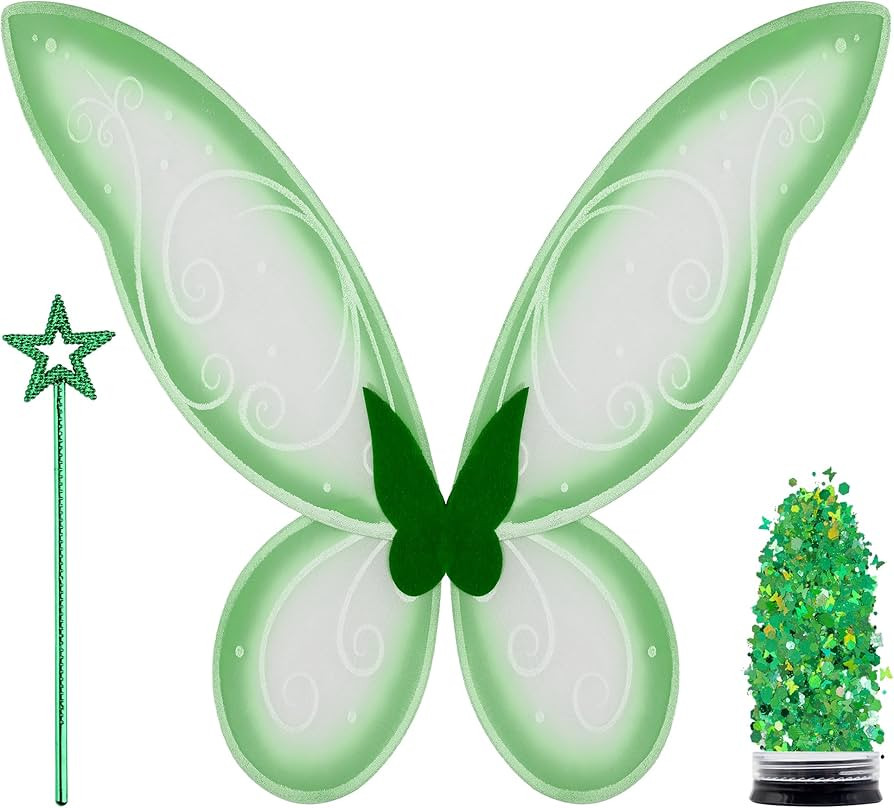 Funcredible Green Fairy Wings, Fairy Wand and Glitter - Fairy Costume Accessories - Fairy Costume... | Amazon (US)