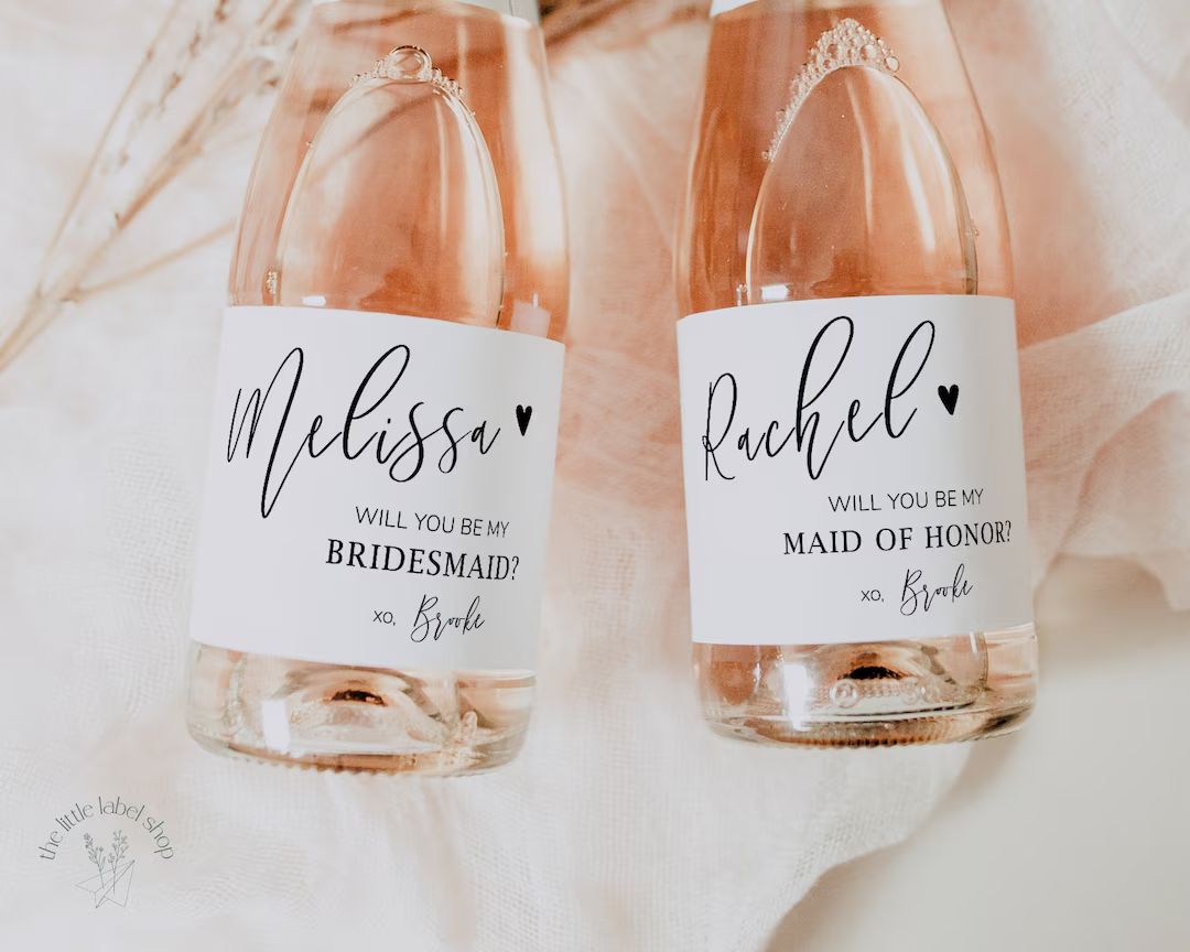 Will You Be My Bridesmaid Label Mini Champagne Label - Etsy | Etsy (US)