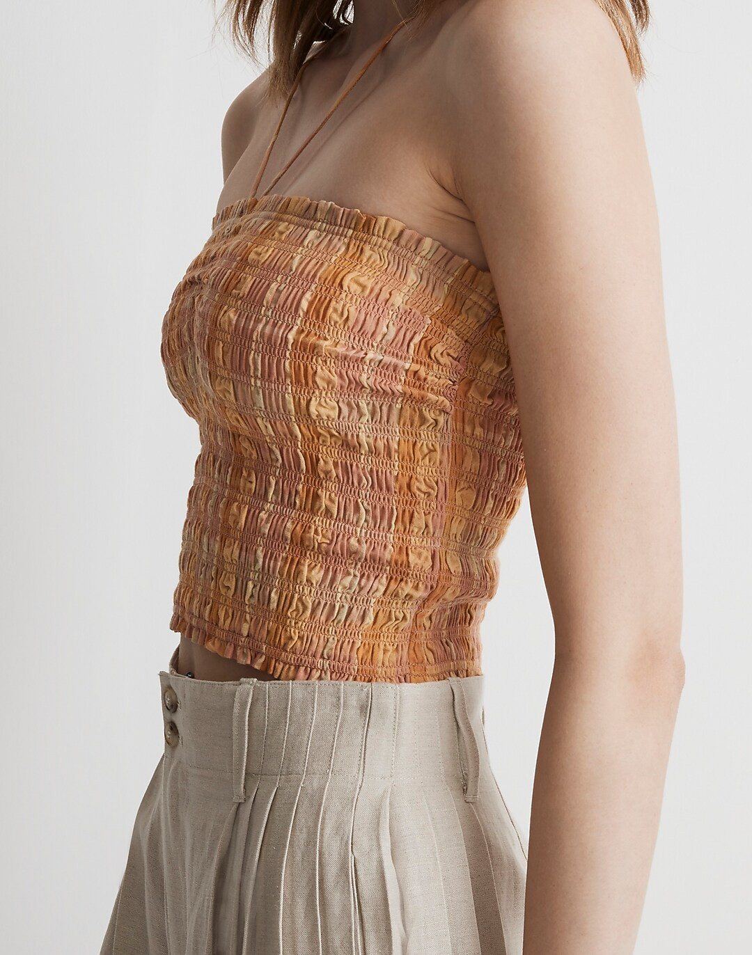 Poplin Smocked Halter Crop Top | Madewell