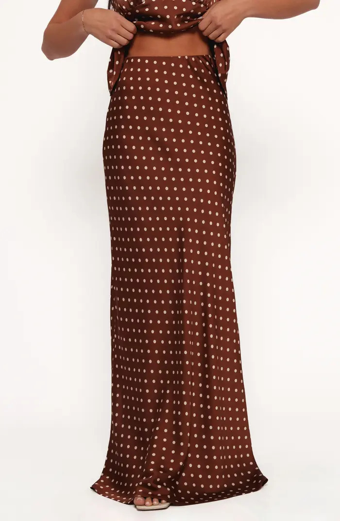 Velman Polka Dot Satin Maxi Skirt | Nordstrom