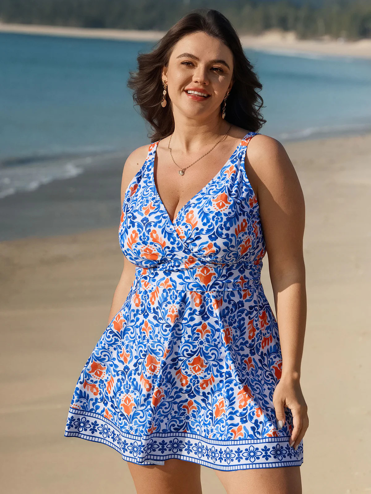 Breezy Print Pocket Surplice Swim Dress | Bloomchic