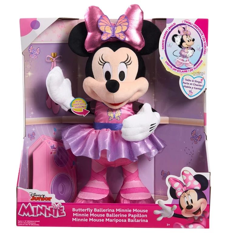 Disney Junior Minnie Mouse Sing and Dance Butterfly Ballerina Lights and Sounds Plush, Sings "Jus... | Walmart (US)