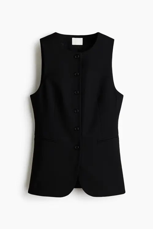 H&M Long Waistcoat in Black at Nordstrom, Size Small | Nordstrom
