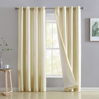 HLC.ME Jefferson Faux Silk Semi Sheer Light Filtering Microfiber Lined Grommet Lightweight Window Curtains, 2 Panels - Beige, 54 W x 84 L | Target