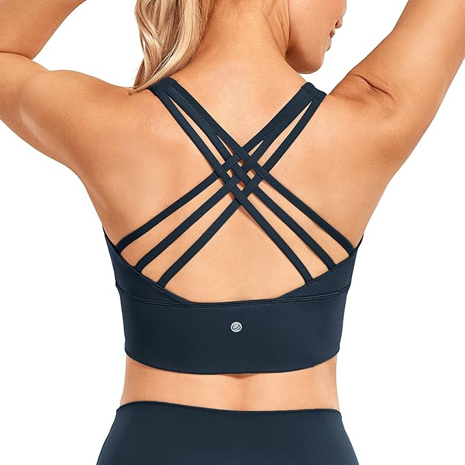 CRZ YOGA Strappy Longline Sports Bras for Women - Wirefree Padded Criss Cross Yoga Cropped Tank T... | Amazon (US)