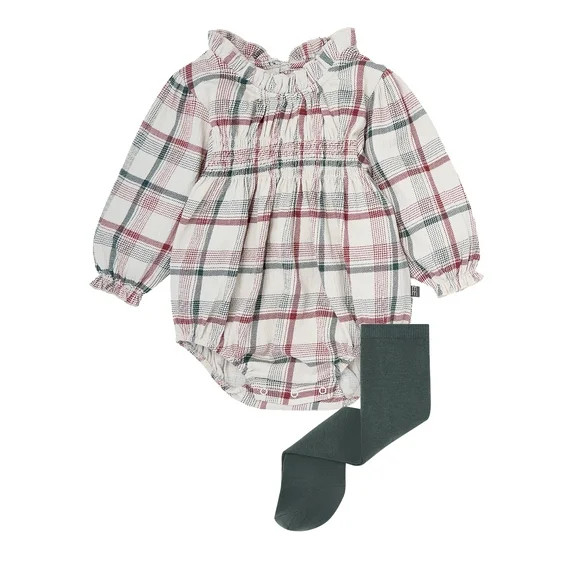 Modern Moments By Gerber Baby Girl Bubble Romper and Tights Outfit Set, 2-Piece, Sizes 0/3 Months... | Walmart (US)