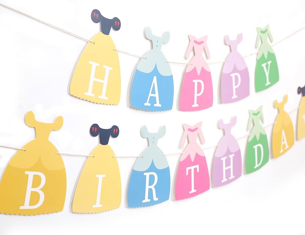 Princess Dress Happy Birthday Banner - Princess Birthday Party Decorations,Gril First/1st Party B... | Amazon (US)