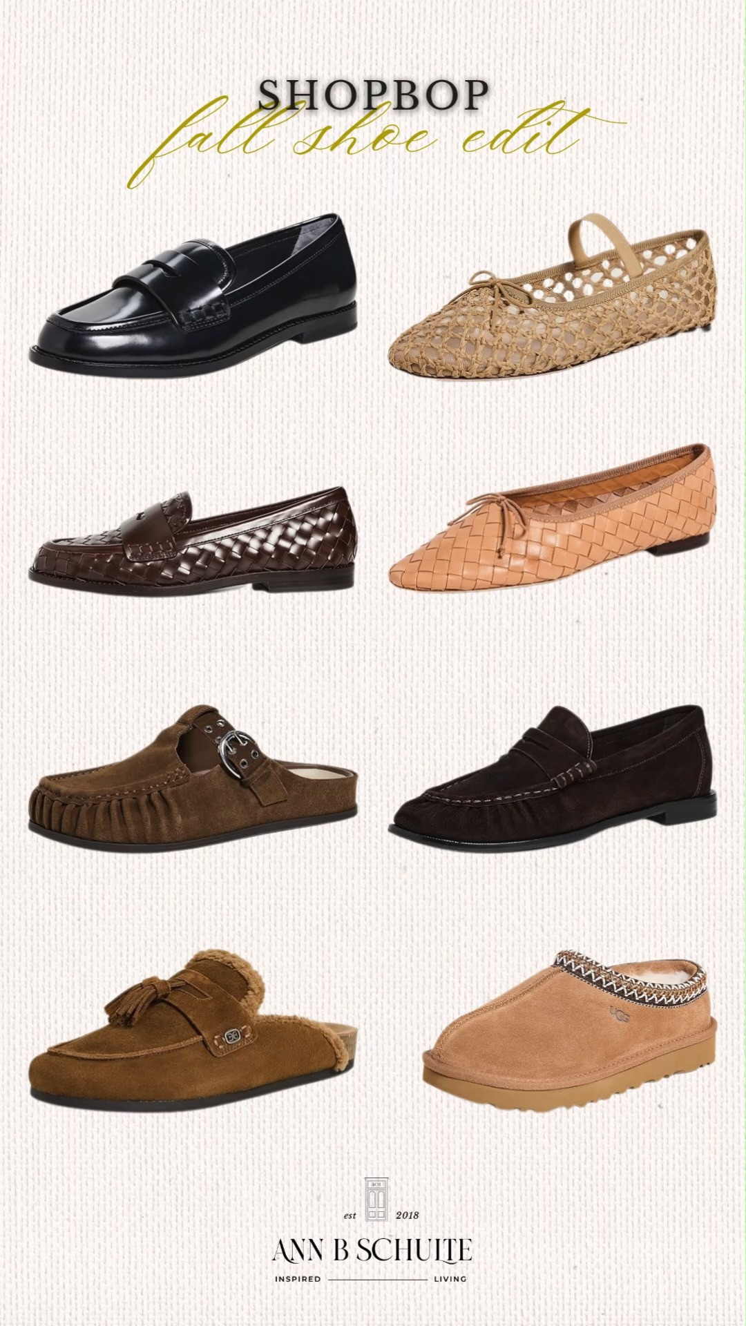 Fall shoe season is officially here, and this edit has all the classics covered. Think polished loafers, woven flats, cozy suede mules, and rich chocolate and tan tones that make every autumn outfit feel instantly more elevated. Basically, the kind of shoes that make getting dressed way too much fun. 🍂🤎👞

#Shopbop #ShopbopStyle #FallShoes #FallShoeEdit #FallFashion #LoaferStyle #SuedeShoes #FlatShoes #AutumnStyle #LTKFashion 

 #LTKootd