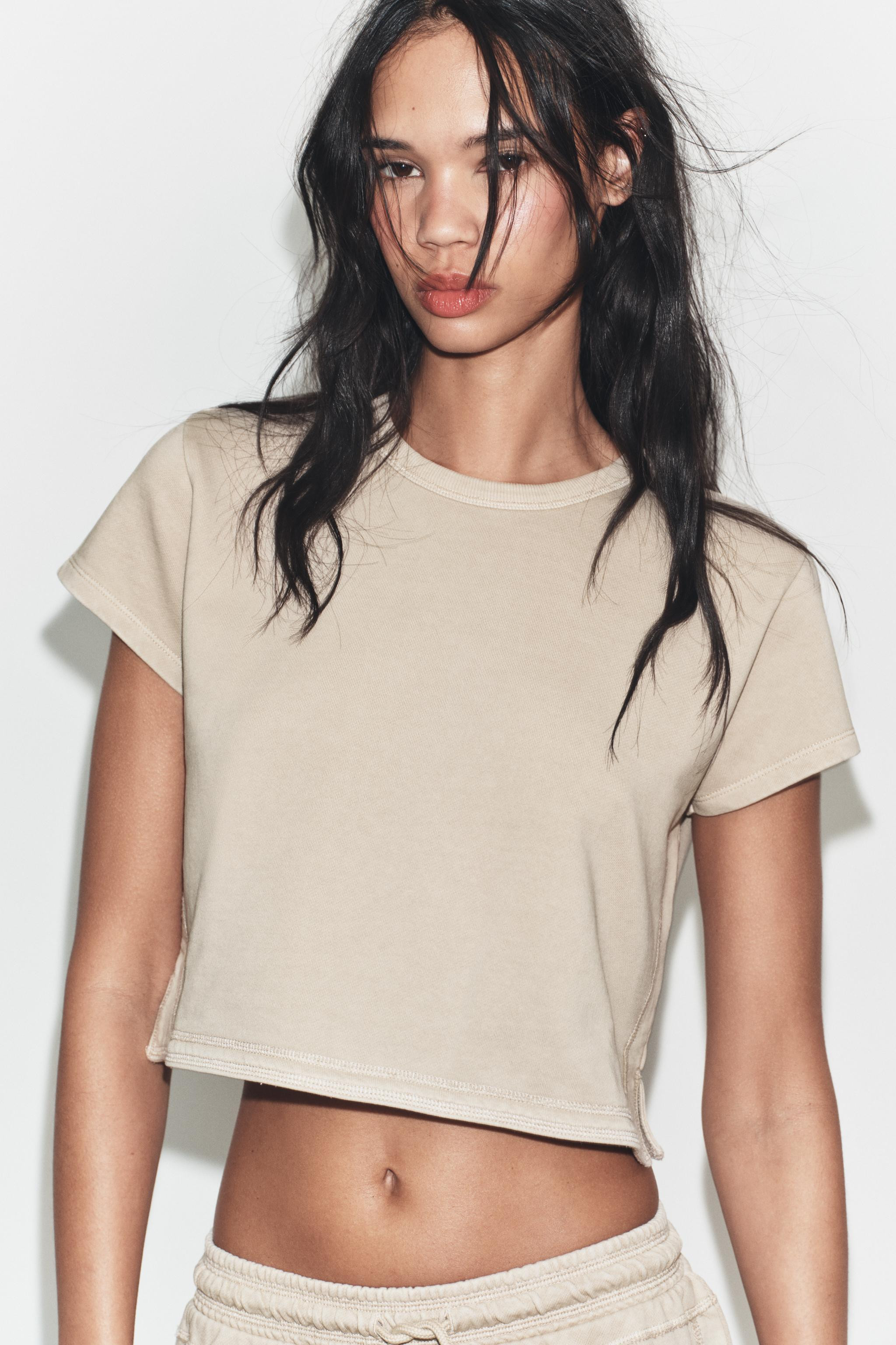 CROPPED WASHED EFFECT T-SHIRT | Zara US