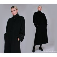 80S Heavy Oversized Long Black Wool Winter Coat Made in The Usa Women's Size Large - Xl 44"" Bust 42 | Etsy (US)