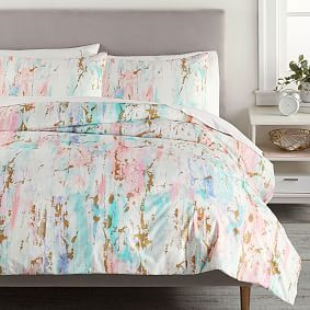 Skylar Metallic Printed Duvet Cover | Pottery Barn Teen