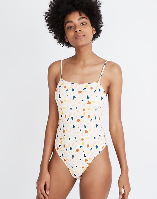 Madewell Second Wave Straight One-Piece Swimsuit in Terrazzo | Madewell