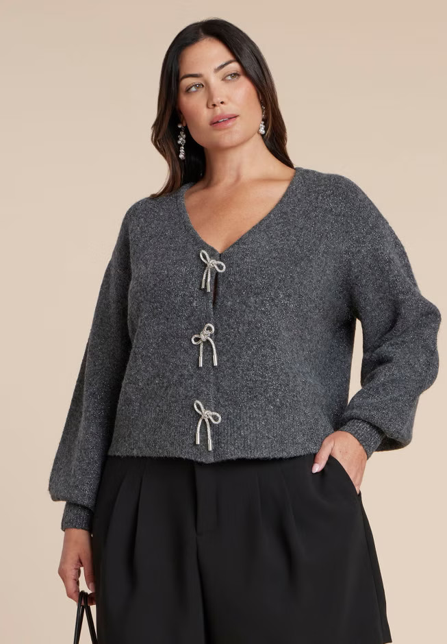 Crystal Bow Cardigan | Eloquii
