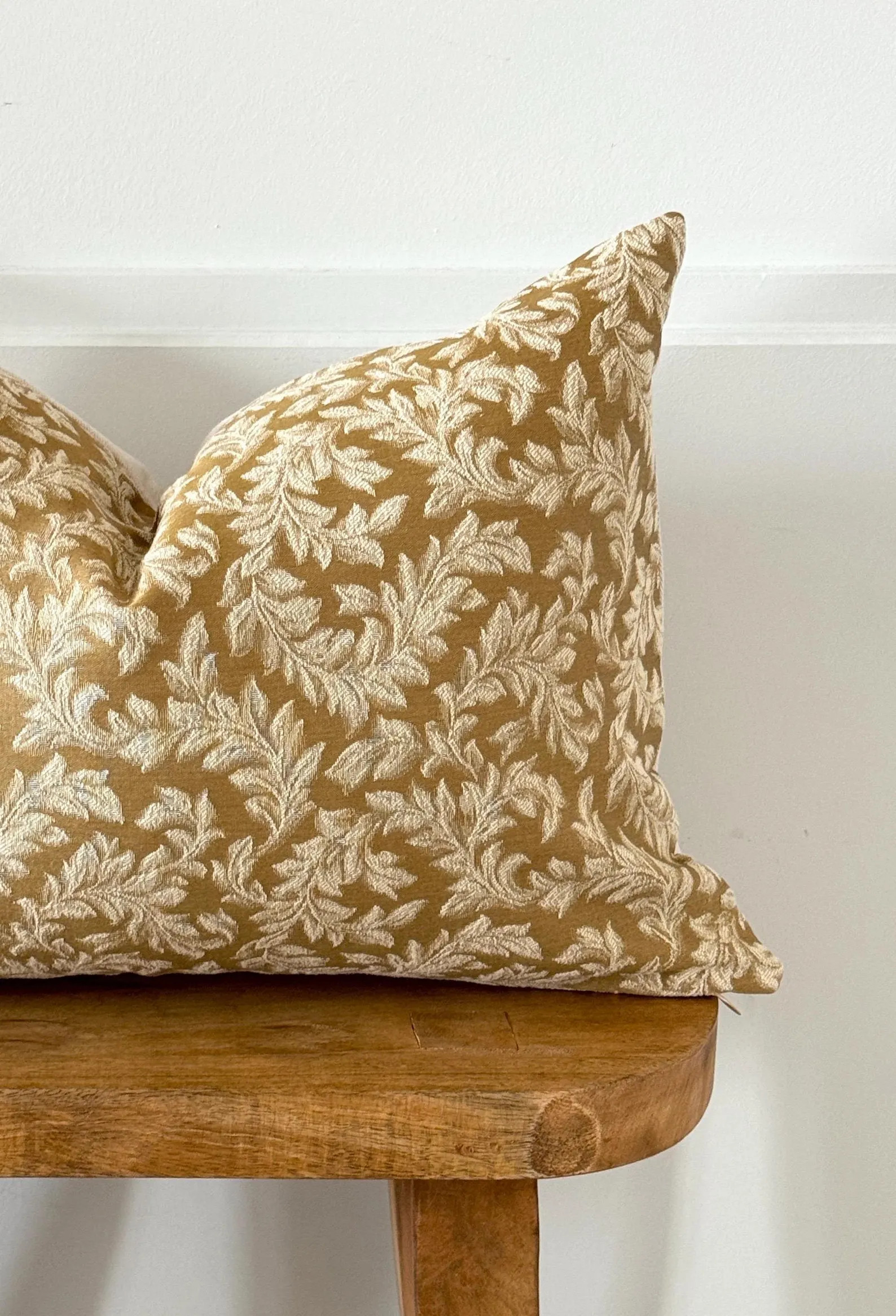 Gold Floral Brocade Pillow the Verity Pillow Cover Jacquard Gold and Ivory White Floral Pattern T... | Etsy (US)