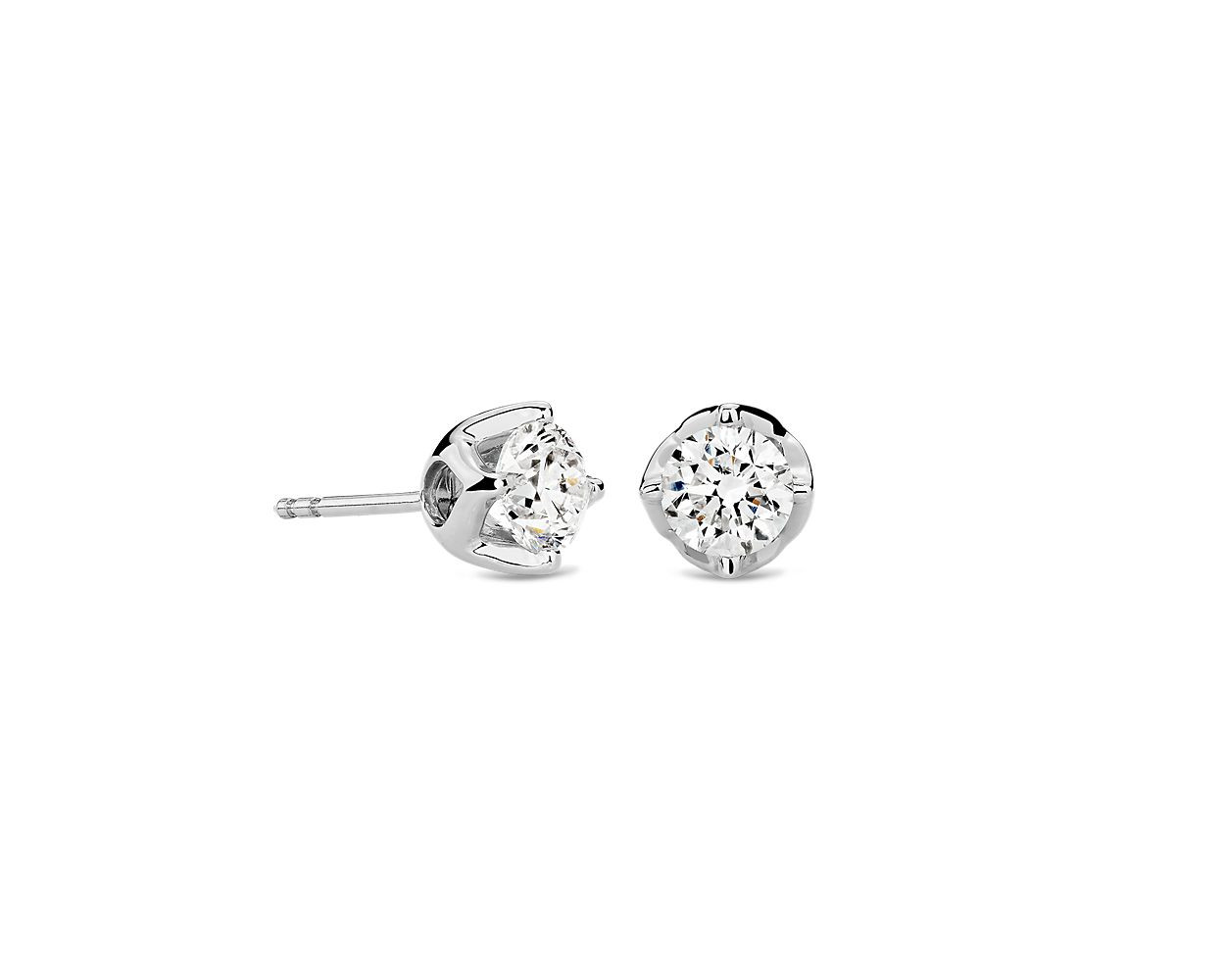 Tulip Stud Earrings in 18K White Gold (1 1/2 ct. tw.) | Blue Nile