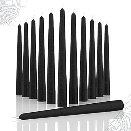 Mega Candles 12 pcs Unscented Black Straight Taper Candle, Hand Poured Wax Candles 12 Inch x 7/8 Inc | Amazon (US)