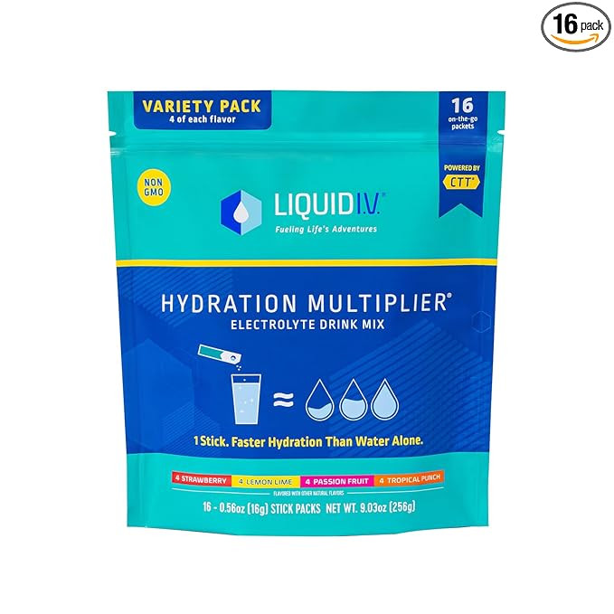 Liquid I.V. Hydration Multiplier Variety Pack – Lemon Lime, Passion Fruit, Strawberry, Tropical... | Amazon (US)